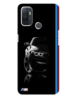 Чехол для OPPO A32 с картинкой «Силуэт BMW в темноте»