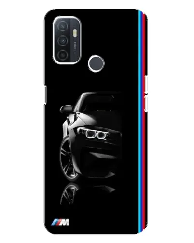 Чехол для OPPO A32 с картинкой «Силуэт BMW в темноте»