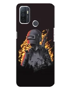Чехол для OPPO A32 с картинкой «PUBG — огненный силуэт»