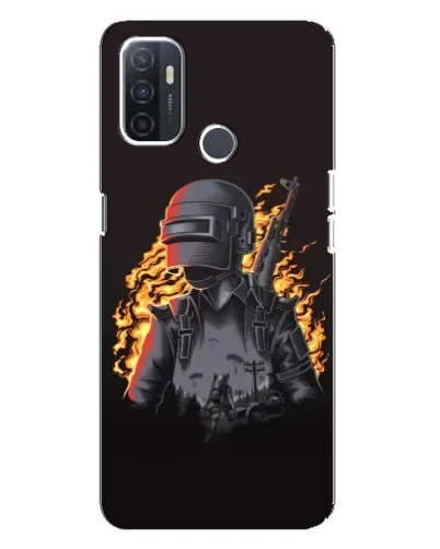 Чехол для OPPO A32 с картинкой «PUBG — огненный силуэт»