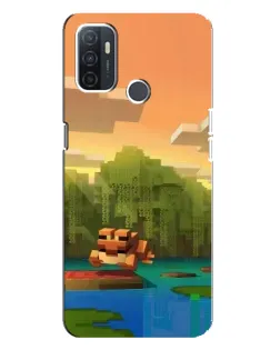 Чехол для OPPO A32 с картинкой «Майнкрафт закат солнца»