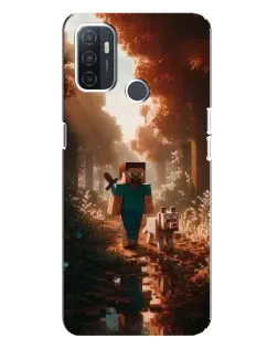 Чехол для OPPO A32 с картинкой «Стив в лесу»
