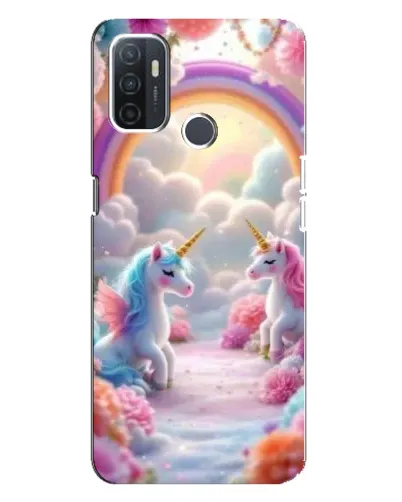 Чехол для OPPO A32 с картинкой «Радуга и единороги»