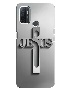 Чехол для OPPO A32 с картинкой «Металлический крест Jesus»