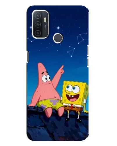 Чехол для OPPO A32 с картинкой «Губка Боб и Патрик ночью»