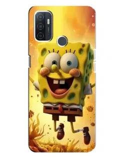 Чехол для OPPO A32 с картинкой «Губка Боб прыгает»