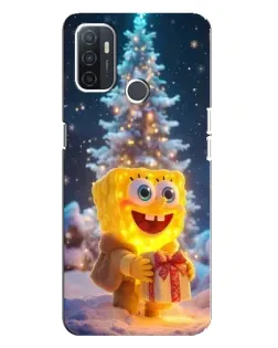 Чехол для OPPO A32 с картинкой «Рождественский Спанч Боб»