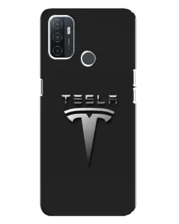 Чехол для OPPO A32 с картинкой «Стальной логотип Tesla»
