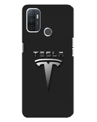Чехол для OPPO A32 с картинкой «Стальной логотип Tesla»