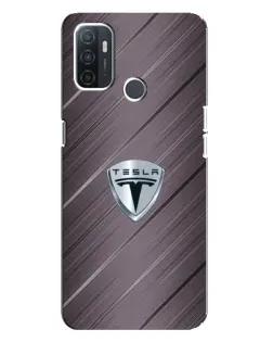 Чехол для OPPO A32 с картинкой «Металлическая текстура Tesla»