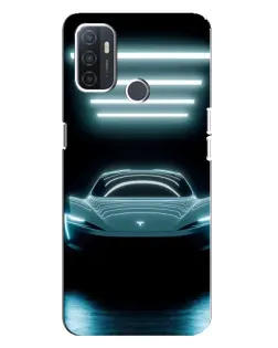 Чехол для OPPO A32 с картинкой «Tesla в неоне»