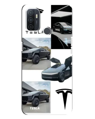 Чехол для OPPO A32 с картинкой «Коллаж Cybertruck Tesla»