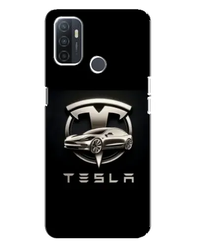 Чехол для OPPO A32 с картинкой «Tesla — серебристое авто»