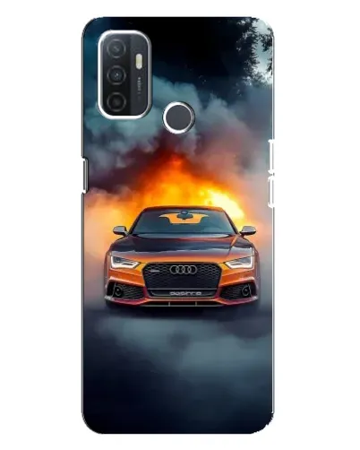 Чехол для OPPO A32 с картинкой «Audi в огненном дыму»