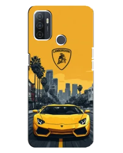 Чехол для OPPO A32 с картинкой «Желтый Lamborghini город»