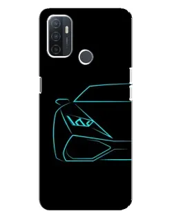 Чехол для OPPO A32 с картинкой «Голубой силуэт Lamborghini»
