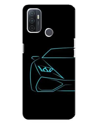 Чехол для OPPO A32 с картинкой «Голубой силуэт Lamborghini»