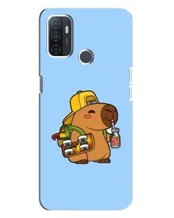Чехол для OPPO A32 с картинкой «Капибара на скейте»