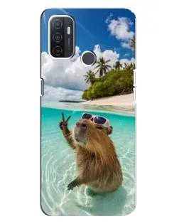 Чехол для OPPO A32 с картинкой «Капибара на море»