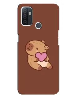 Чехол для OPPO A32 с картинкой «Капибара с сердцем»