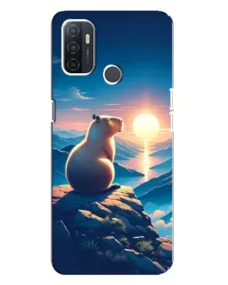 Чехол для OPPO A32 с картинкой «Закат солнца с капибарой»