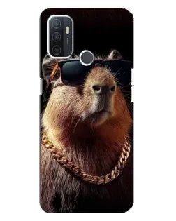 Чехол для OPPO A32 с картинкой «Капибара золотая цепь»