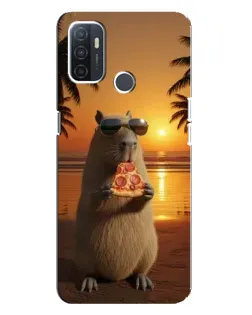 Чехол для OPPO A32 с картинкой «Капибара с пиццей»