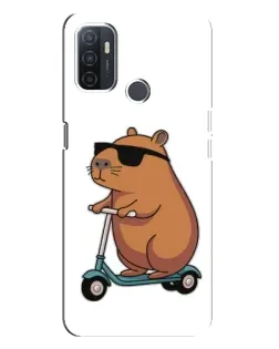 Чехол для OPPO A32 с картинкой «Капибара на самокате»