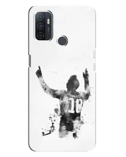 Чехол для OPPO A32 с картинкой «Черно-белый силуэт Месси»