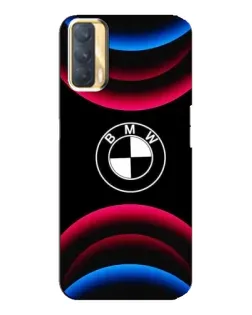 Чехол для OPPO A33 с картинкой «Логотип BMW и неоновые дуги»