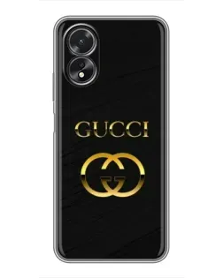 Чехол для OPPO A38 с картинкой «Золотой логотип Gucci»