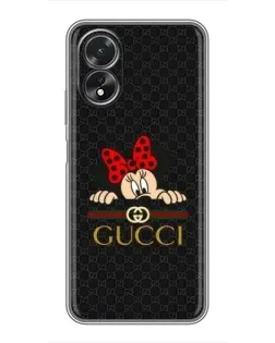 Чехол для OPPO A38 с картинкой «Минни Маус Gucci — черный»