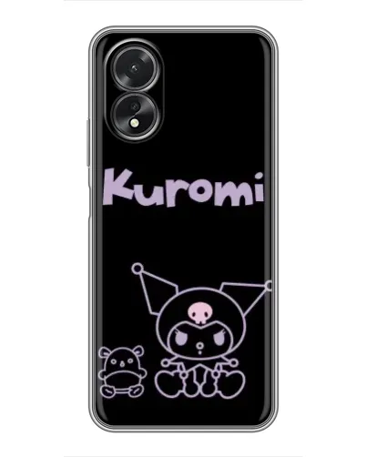 Чехол для OPPO A38 с картинкой «Kuromi — черный минимализм»