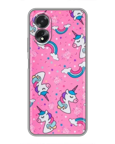 Чехол для OPPO A38 с картинкой «Unicorn паттерн розовый»