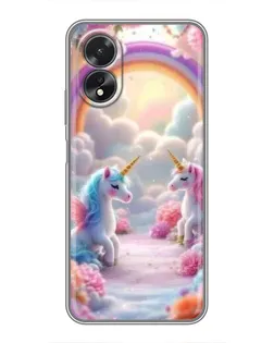 Чехол для OPPO A38 с картинкой «Радуга и единороги» Чехол для OPPO A38 с картинкой «Радуга и единороги»