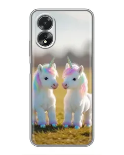 Чехол для OPPO A38 с картинкой «Пара единорогов»