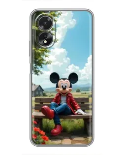 Чехол для OPPO A38 с картинкой «Микки на скамейке»