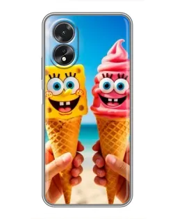 Чехол для OPPO A38 с картинкой «Спанч Боб мороженое»