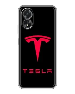 Чохол для OPPO A38 з картинкою «Tesla Red Logo»