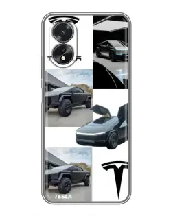 Чохол для OPPO A38 з картинкою «Колаж Cybertruck Tesla»