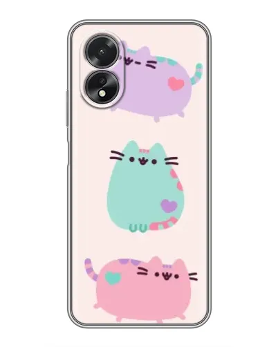 Чехол для OPPO A38 с картинкой «Pusheen трио»