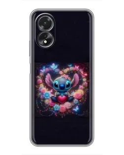 Чехол для OPPO A38 с картинкой «Stitch в цветах» Чехол для OPPO A38 с картинкой «Stitch в цветах»