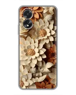 Чохол для OPPO A38 з картинкою «Бежевий флористичний декор»
