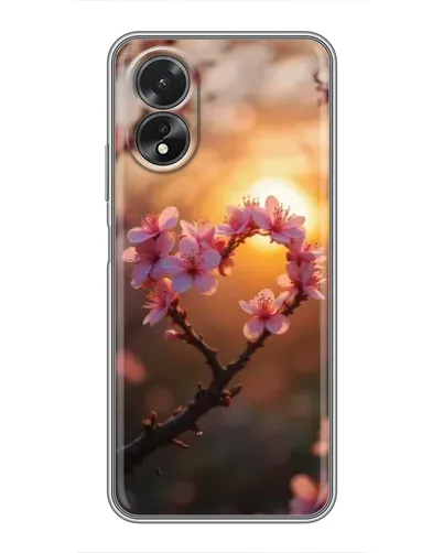 Чехол для OPPO A38 с картинкой «Розовый цвет сердце на фоне заката» Чехол для OPPO A38 с картинкой «Розовый цвет сердце на фоне заката»