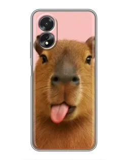 Чохол для OPPO A38 з картинкою «Капібара з язиком»