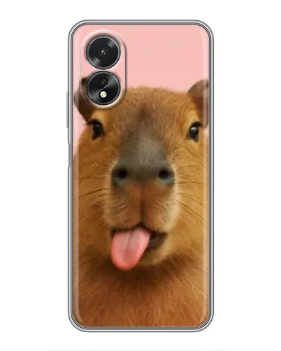 Чохол для OPPO A38 з картинкою «Капібара з язиком»