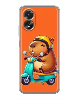 Чохол для OPPO A38 з картинкою «Капібара на скутері»