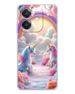 Чохол для OPPO A3x з картинкою «Веселка і єдинороги»