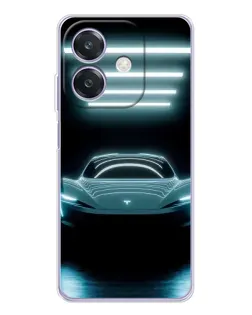 Чехол для OPPO A3x с картинкой «Tesla в неоне»