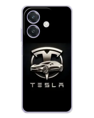 Чехол для OPPO A3x с картинкой «Tesla — серебристое авто»